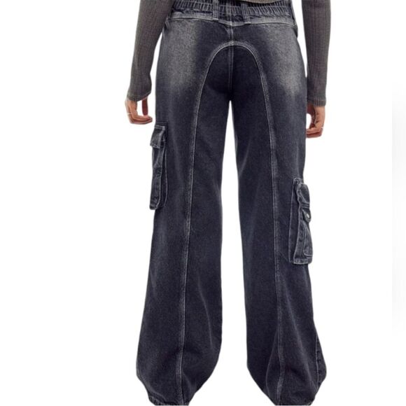 NWT BDG Urban Outfitters Y2K Low Rise Womens Cargo Jeans Washed Black XS - Picture 5 of 12